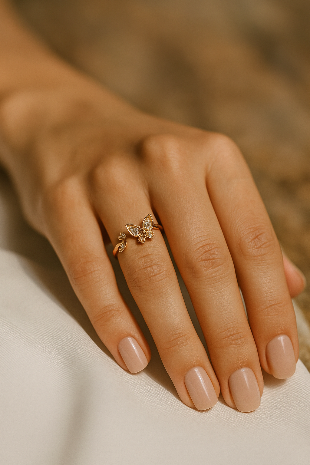 Elegant butterfly – Curved Gold Accent Ring